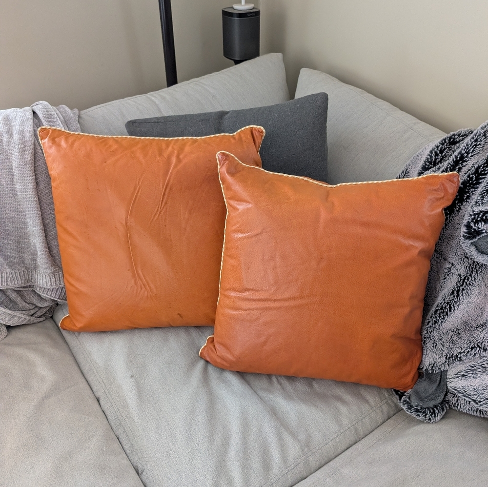 Two Orange  Square Pillow Cases